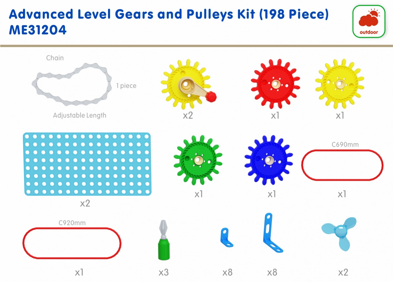 Advanced Level Gears and Pulleys Kit (198 pieces)